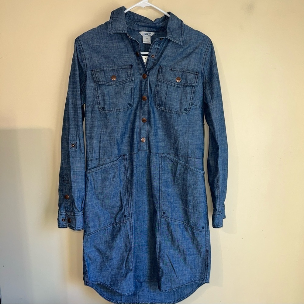 NEW Duluth Trading Co. Denim Shirt Dress Women's XS